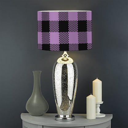 Purple Buffalo Plaid Print Drum Lamp Shade