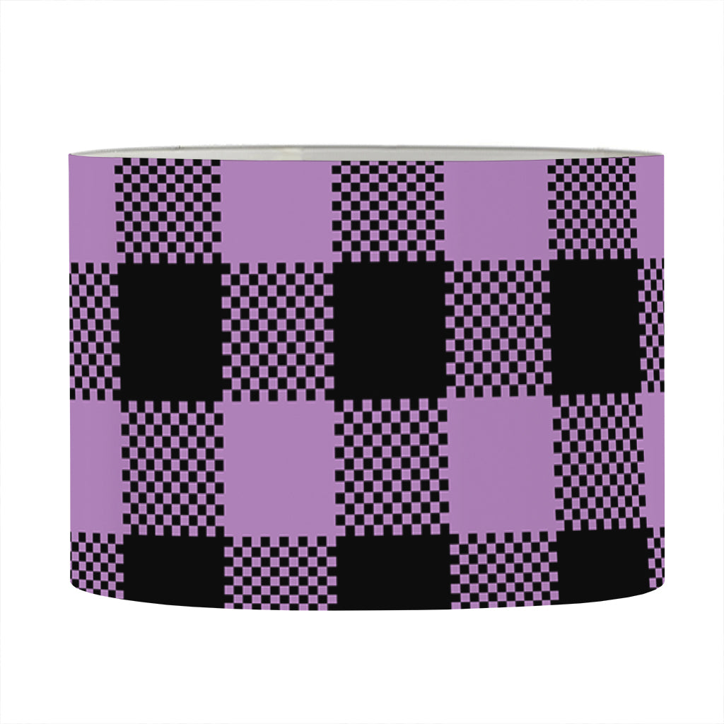 Purple Buffalo Plaid Print Drum Lamp Shade