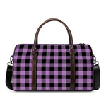 Purple Buffalo Plaid Print Duffle Bag