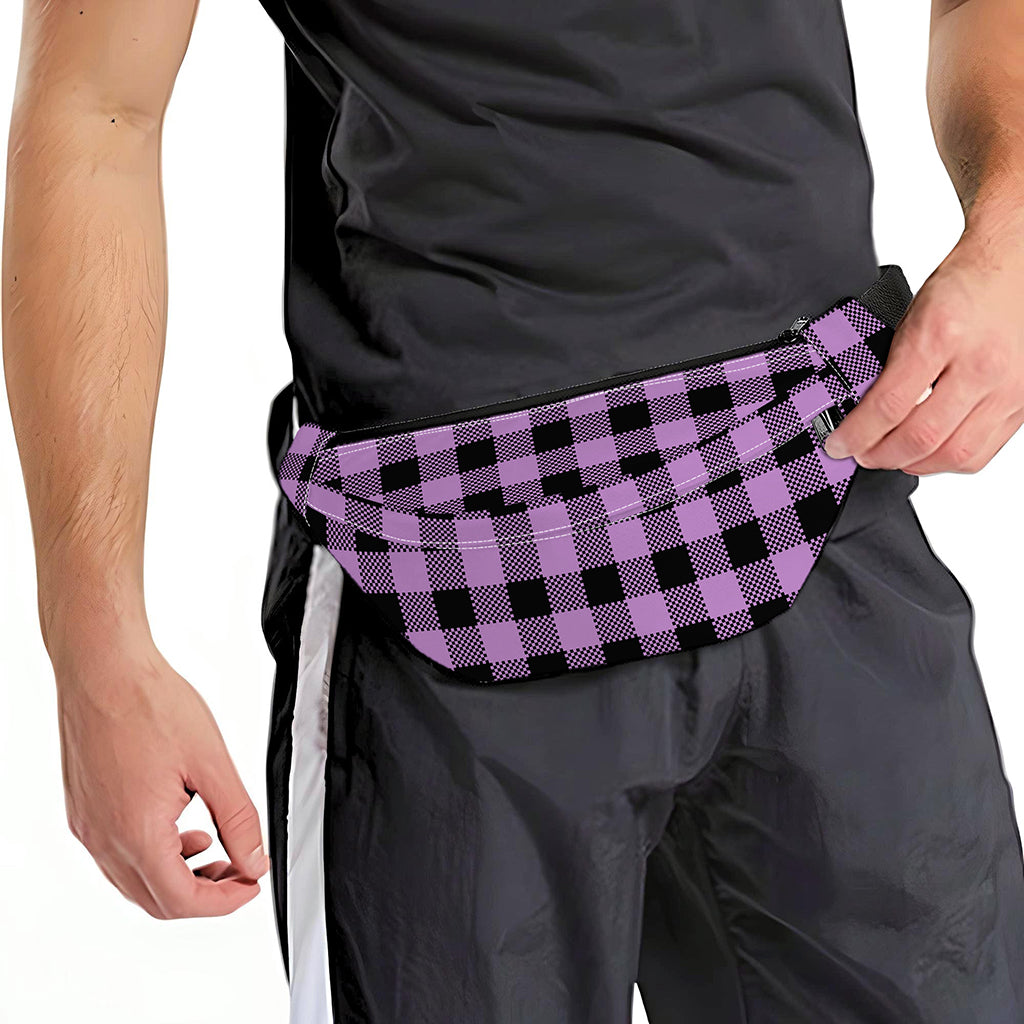 Purple Buffalo Plaid Print Fanny Pack