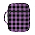 Purple Buffalo Plaid Print Front Pocket Bible Bag