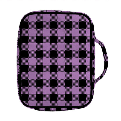 Purple Buffalo Plaid Print Front Pocket Bible Bag