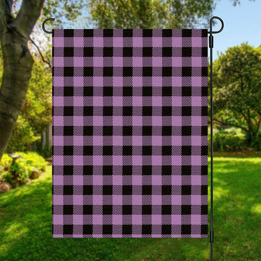 Purple Buffalo Plaid Print Garden Flag