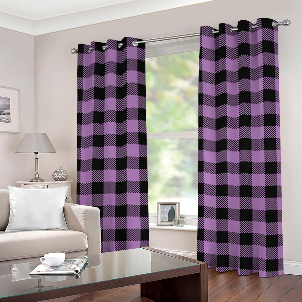 Purple Buffalo Plaid Print Grommet Curtains