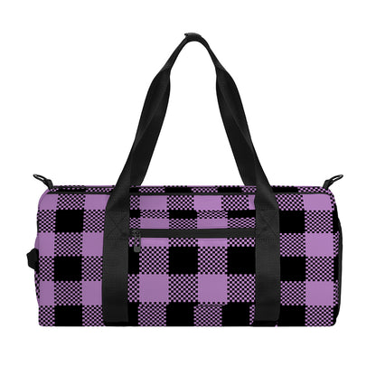 Purple Buffalo Plaid Print Gym Bag