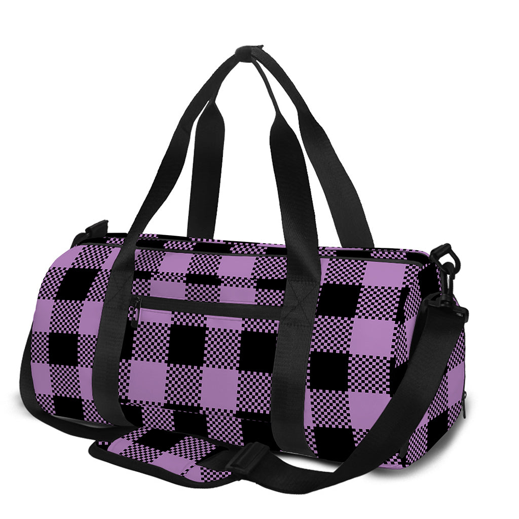 Purple Buffalo Plaid Print Gym Bag