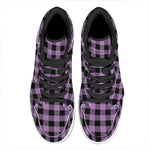 Purple Buffalo Plaid Print High Top Leather Sneakers