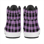 Purple Buffalo Plaid Print High Top Leather Sneakers