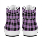 Purple Buffalo Plaid Print High Top Leather Sneakers