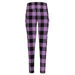 Purple Buffalo Plaid Print High-Waisted Pocket Leggings