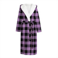 Purple Buffalo Plaid Print Hooded Bathrobe