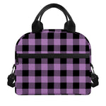 Purple Buffalo Plaid Print Insulated Lunch Bag