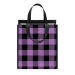 Purple Buffalo Plaid Print Insulated Lunch Tote