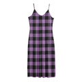 Purple Buffalo Plaid Print Jersey Midi Cami Dress