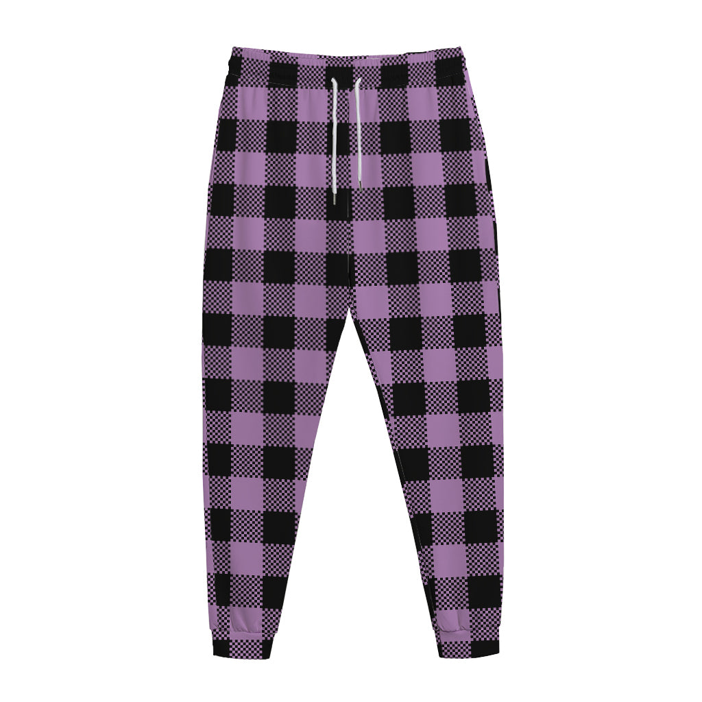 Purple Buffalo Plaid Print Jogger Pants