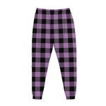 Purple Buffalo Plaid Print Jogger Pants