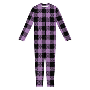 Purple Buffalo Plaid Print Jumpsuit