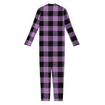 Purple Buffalo Plaid Print Jumpsuit