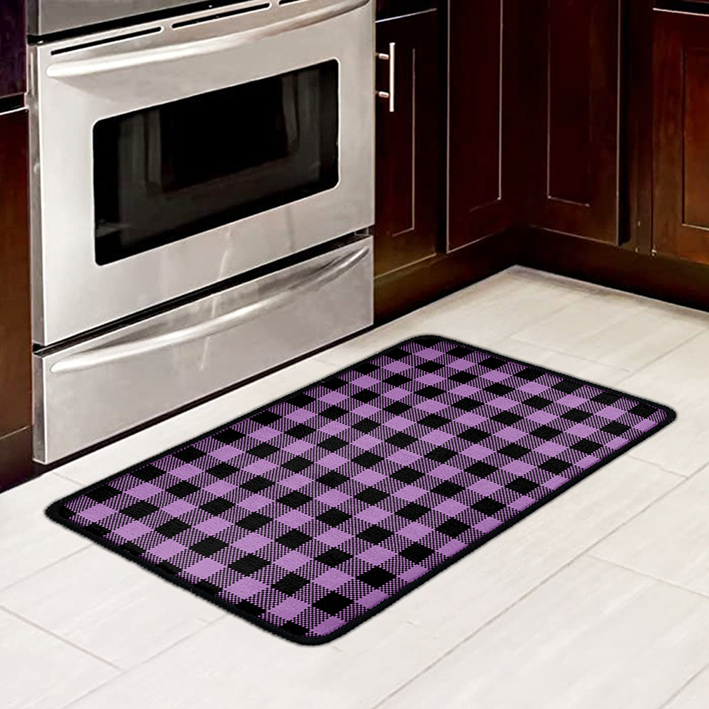 Purple Buffalo Plaid Print Kitchen Mat