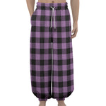 Purple Buffalo Plaid Print Lantern Pants