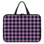 Purple Buffalo Plaid Print Laptop Sleeve With Handle