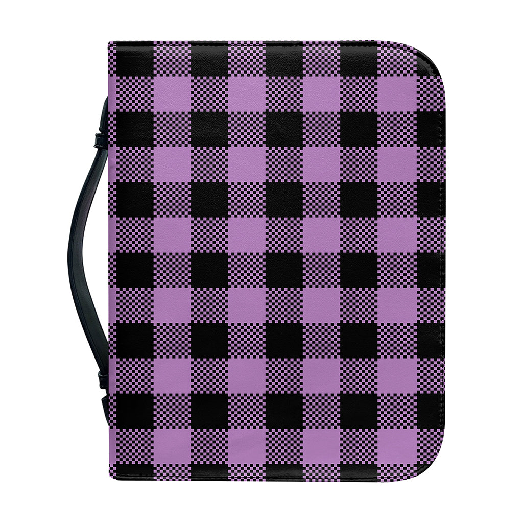 Purple Buffalo Plaid Print Leather Bible Cover