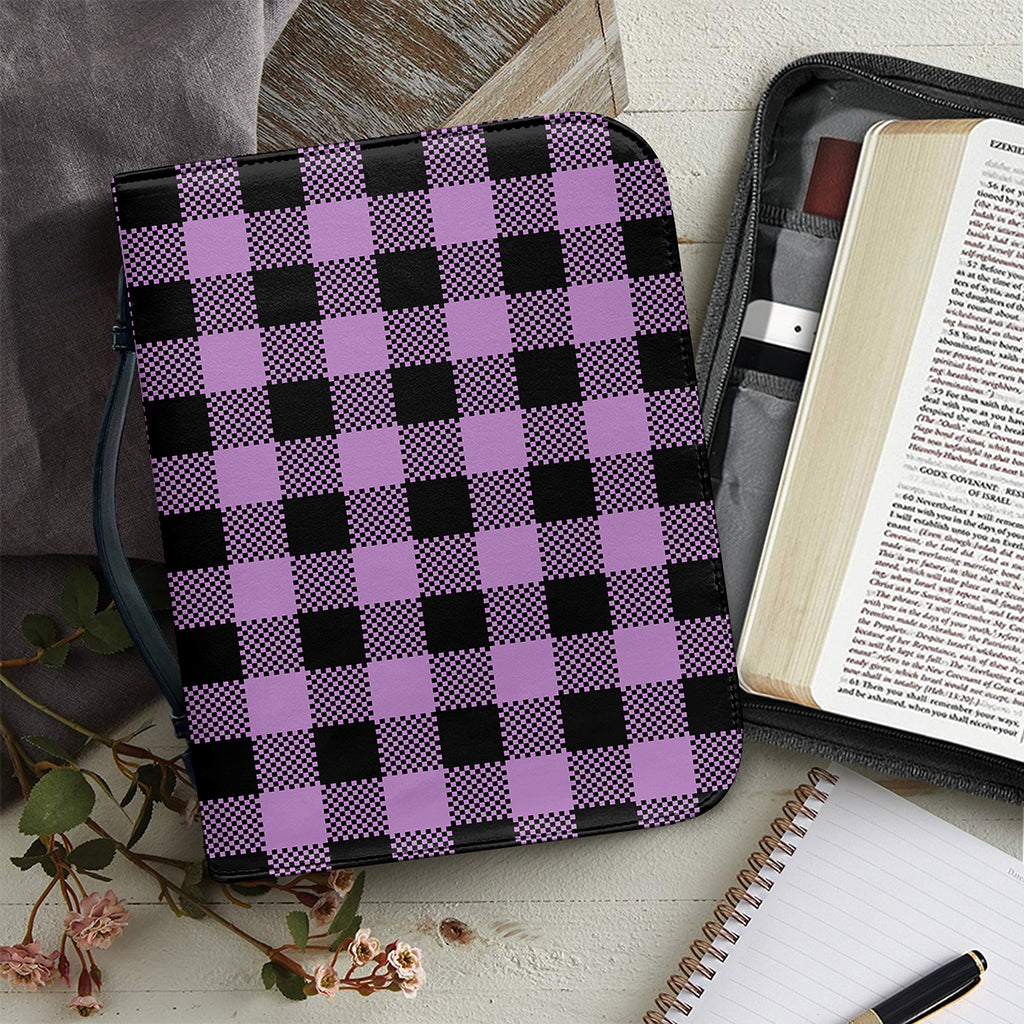 Purple Buffalo Plaid Print Leather Bible Cover