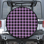 Purple Buffalo Plaid Print Leather Spare Tire Cover