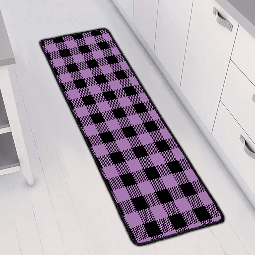 Purple Buffalo Plaid Print Long Kitchen Mat