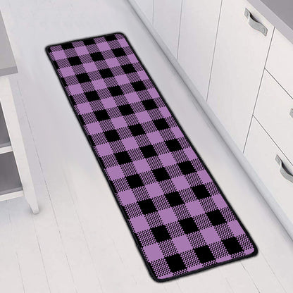 Purple Buffalo Plaid Print Long Kitchen Mat