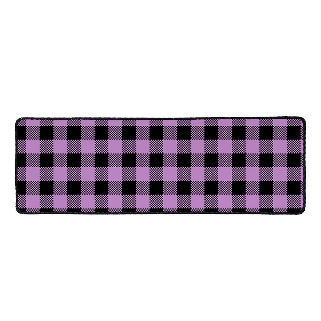 Purple Buffalo Plaid Print Long Kitchen Mat