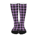 Purple Buffalo Plaid Print Long Socks