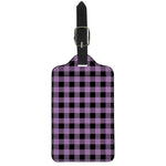 Purple Buffalo Plaid Print Luggage Tag
