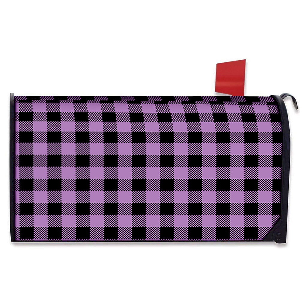 Purple Buffalo Plaid Print Mailbox Cover