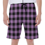 Purple Buffalo Plaid Print Men's Beach Shorts