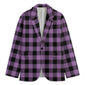 Purple Buffalo Plaid Print Men's Blazer