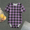 Purple Buffalo Plaid Print Men's Bodysuit