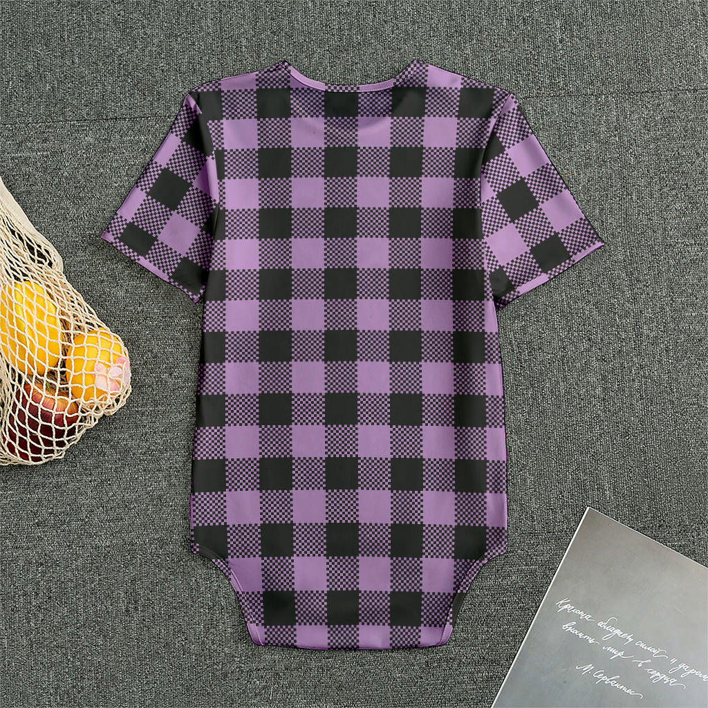 Purple Buffalo Plaid Print Men's Bodysuit