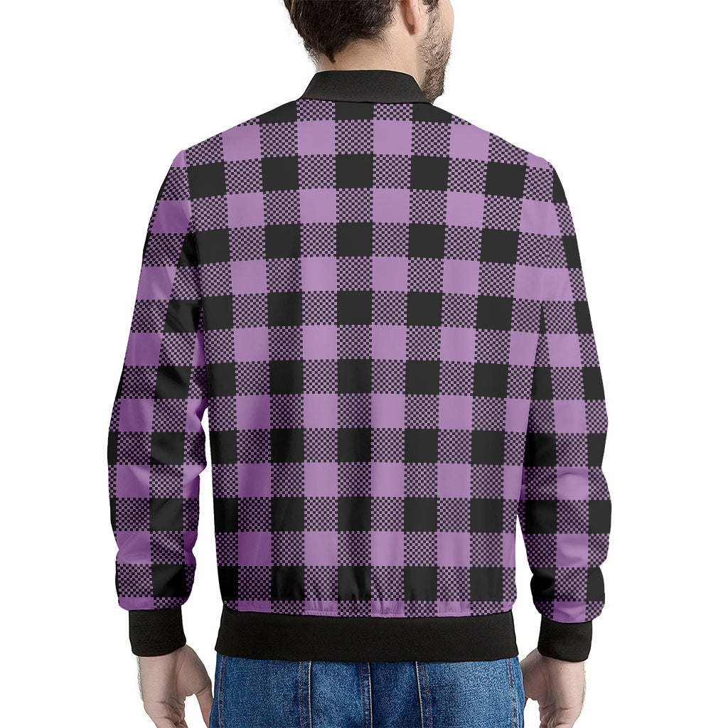 Purple Buffalo Plaid Print Men's Bomber Jacket