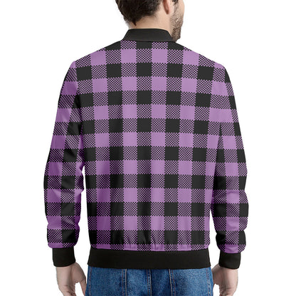 Purple Buffalo Plaid Print Men's Bomber Jacket