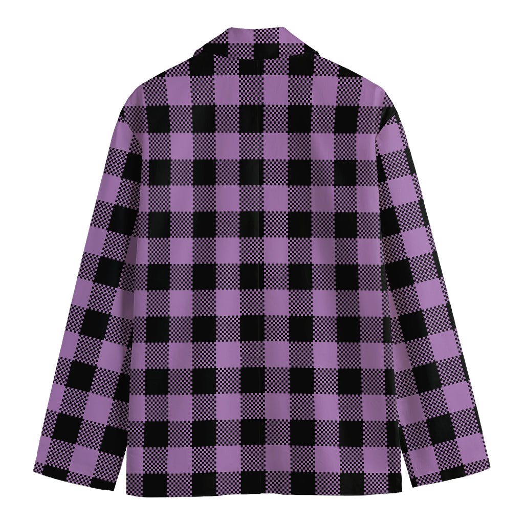 Purple Buffalo Plaid Print Men's Cotton Blazer