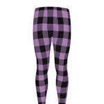 Purple Buffalo Plaid Print Men's leggings