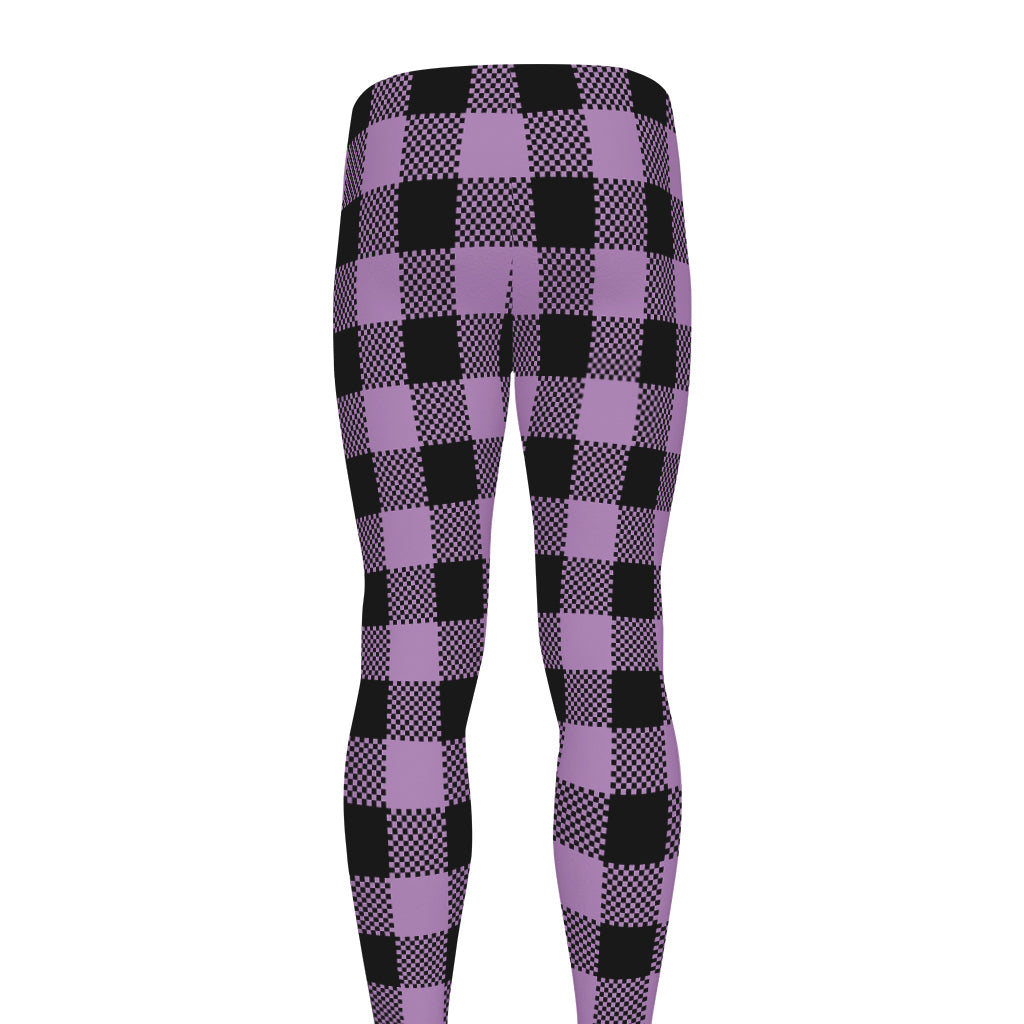 Purple Buffalo Plaid Print Men's leggings