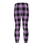 Purple Buffalo Plaid Print Men's leggings