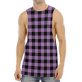 Purple Buffalo Plaid Print Men's Muscle Tank Top