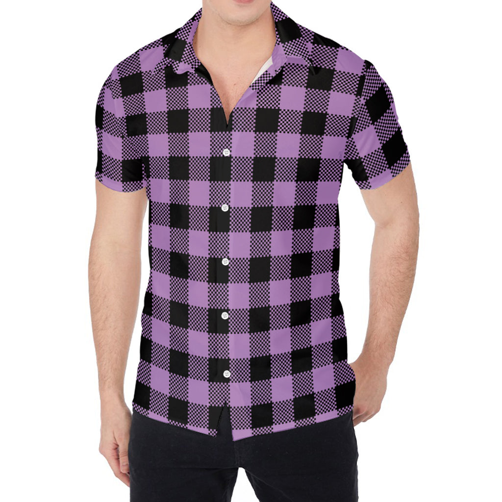 Purple Buffalo Plaid Print Men's Shirt