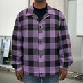 Purple Buffalo Plaid Print Men's Shirt Jacket