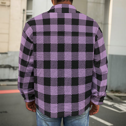 Purple Buffalo Plaid Print Men's Shirt Jacket