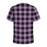 Purple Buffalo Plaid Print Men's Sports T-Shirt