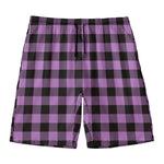 Purple Buffalo Plaid Print Men's Swim Trunks